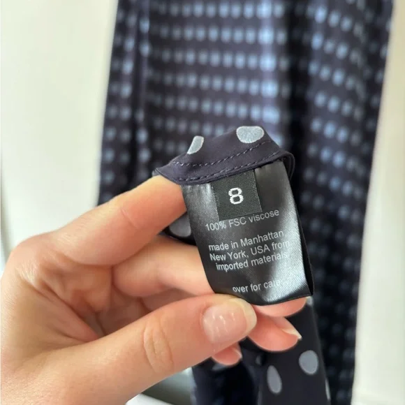 Rachel Comey Wren Satin Polka Dot Navy Blue Slip MIdi Spring Dress Size 8 - Picture 9 of 11